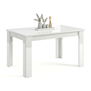 Mesa de comedor extensible en blanco brillo 140-190x90 cm Sira Blanco Brillo