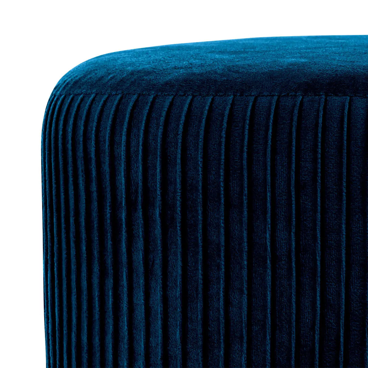 Tabouret "Solaro" bleu en velours plissé