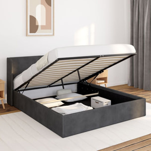Lit coffre Lucia 160x200cm velours gris
