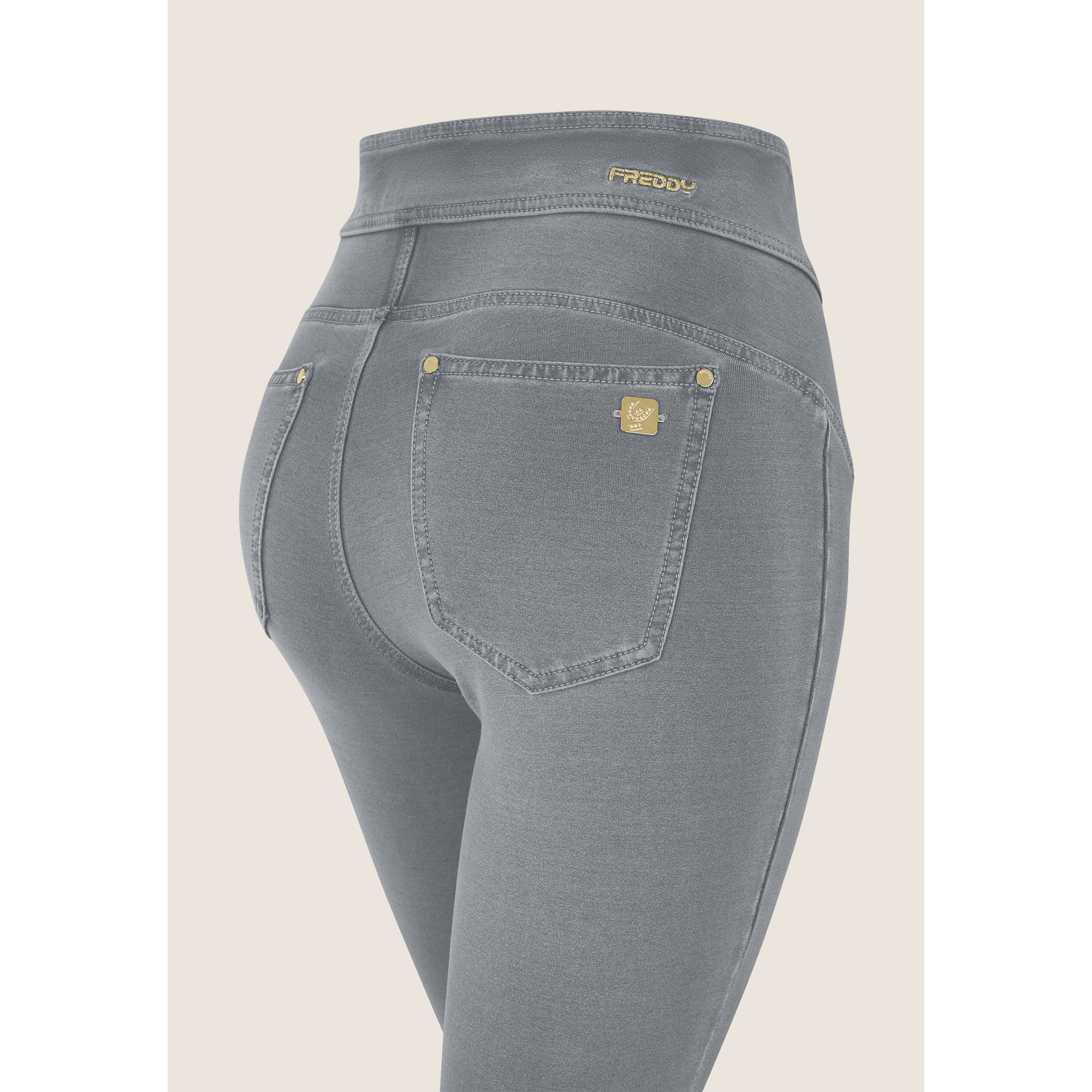 Jeggings N.O.W. skinny vita alta con impunture decorative