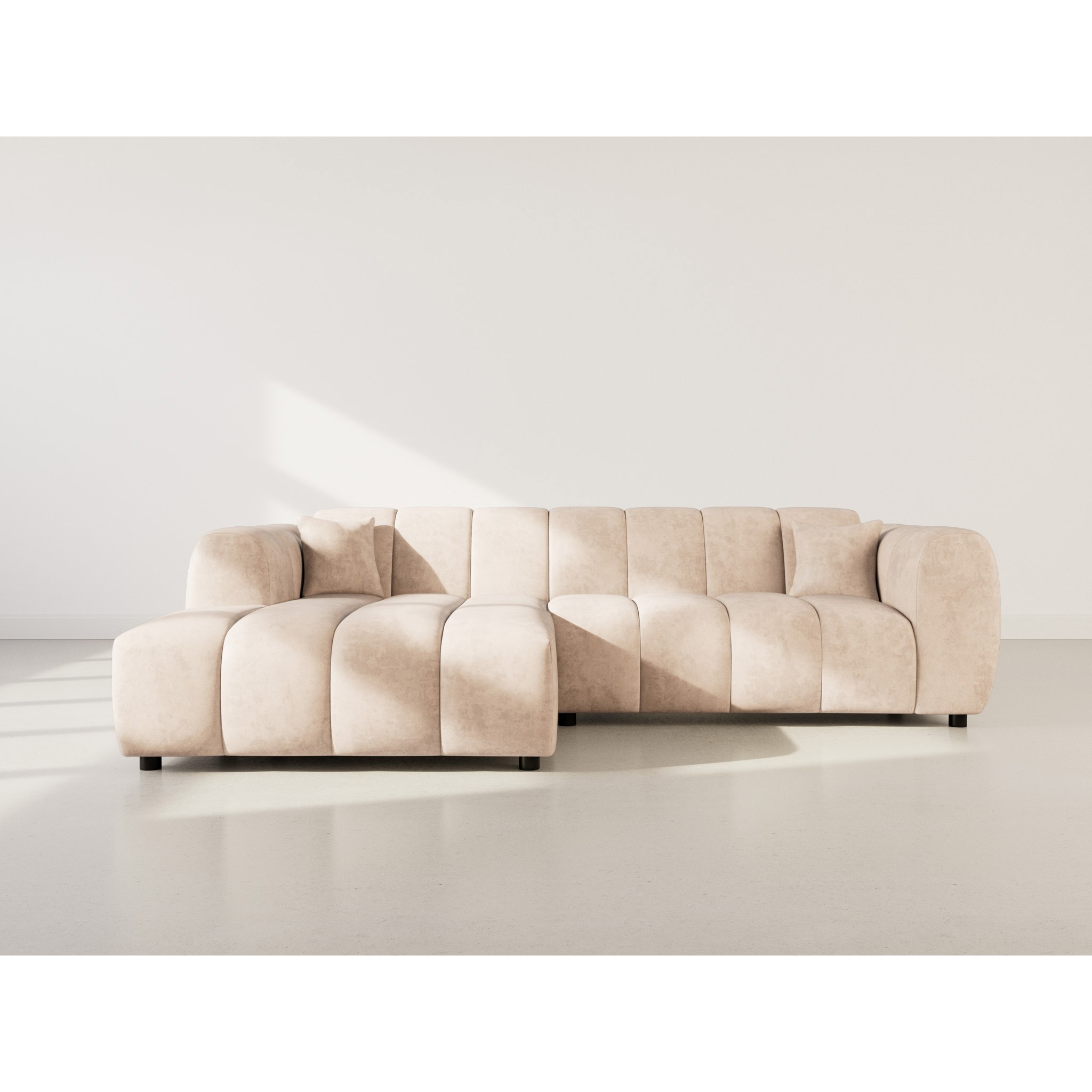 Curtis - canapé d'angle gauche 4 places en simili - Beige