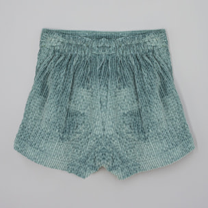 Short Verde De Pana Con Bolsillos