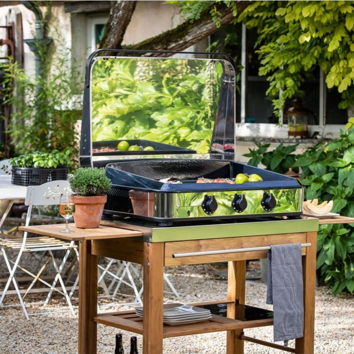 Plancha gaz ENO 80 cm Inox 3 brûleurs à poser, 69x40 cm