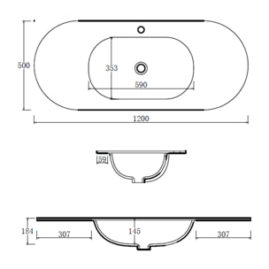 MOBILE DA BAGNO COSMO 120CM NOCE PURO - 3 PEZZI