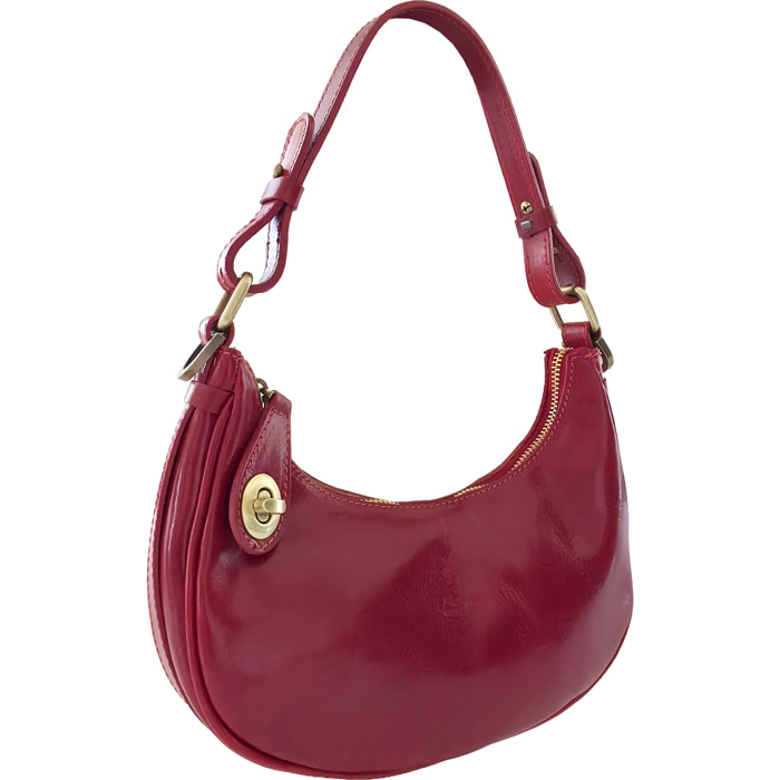 Borsa a Spalla Elegante Mezzaluna da Donna in Pelle Lucida