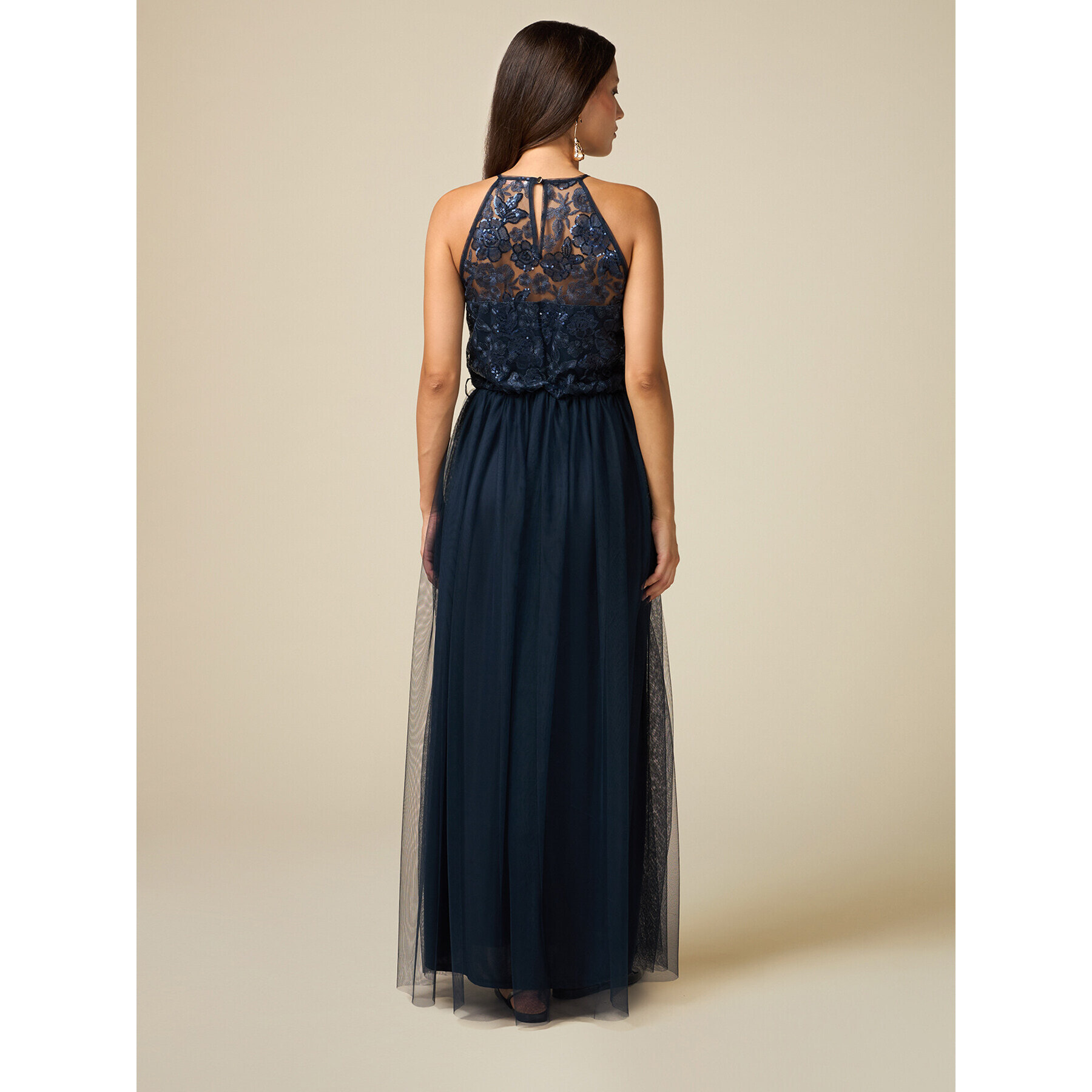 Oltre - Tulle dress with embroidered bodice - Azul