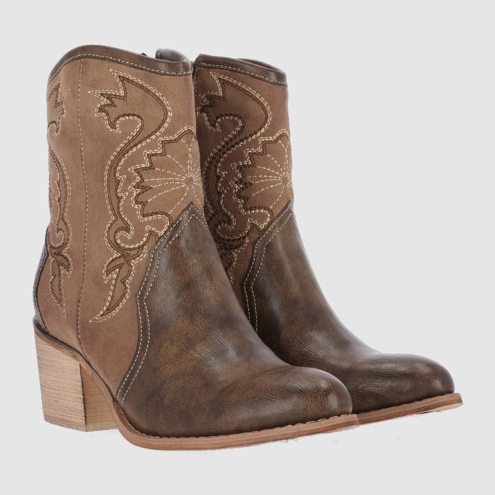 Botines de Tejido - Taupe - Tacón: 7 cm