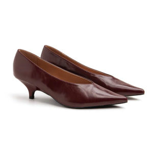 Decolleté con scollo a cuore e tacco 3 cm - BORDEAUX