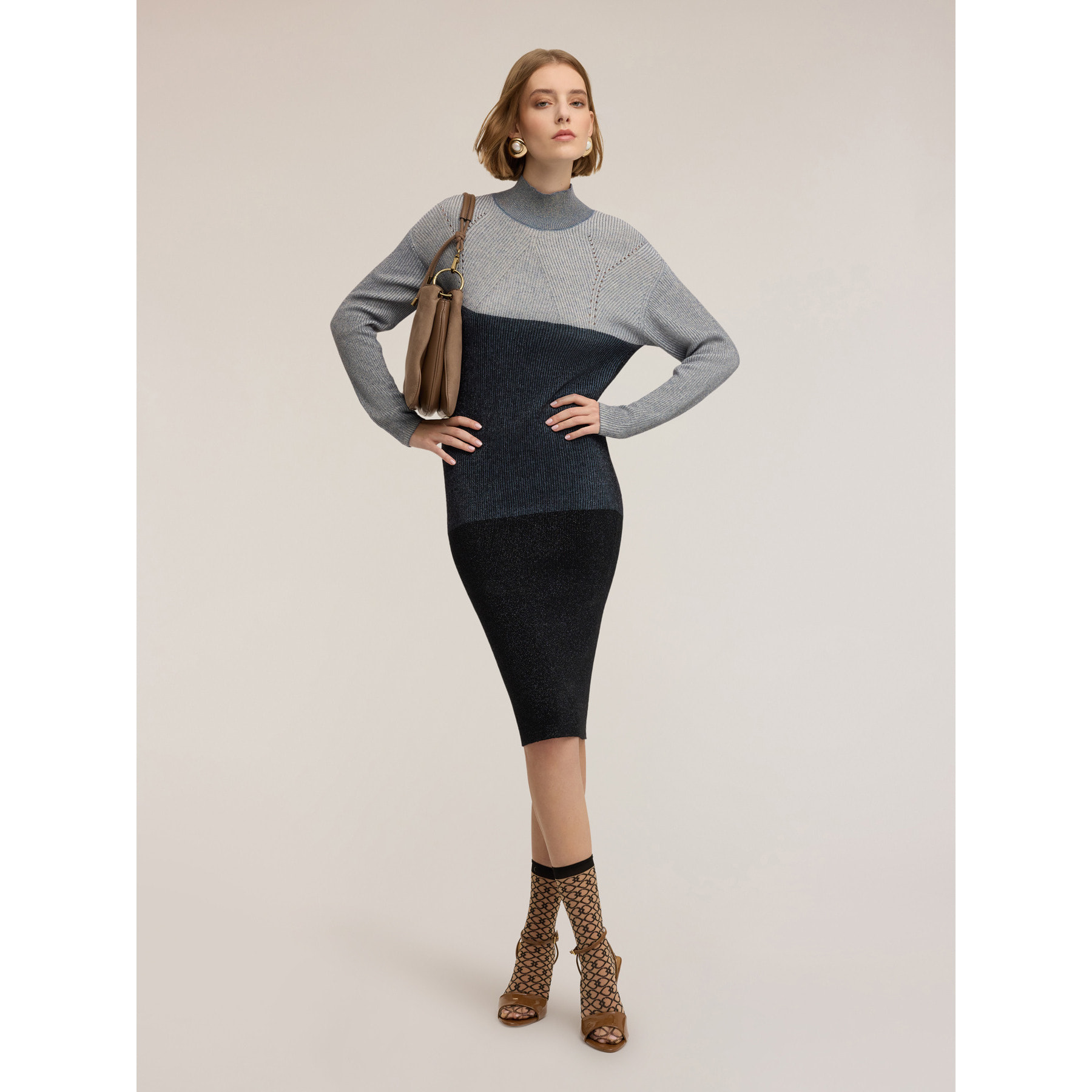 Motivi - Vestito tubino in maglia misto lurex - Grigio