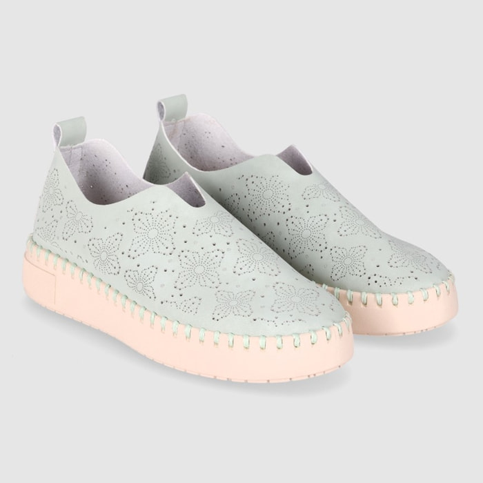 Zapatos de Piel Sintética - Verde - Tacón: 4 cm