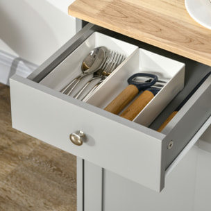 Aparador de Cocina con 3 Cajones 3 Puertas y Estantes Ajustables Mueble Auxiliar de Almacenaje para Comedor Salón Estilo Moderno Antivuelco 101x40x85 cm Gris