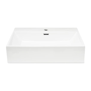 Cube Way 60x42 cm lavabo suspendu en céramique avec trou pour robinetterie au milieu, sans siphon ni mitigeur, blanc (SATCW6042)