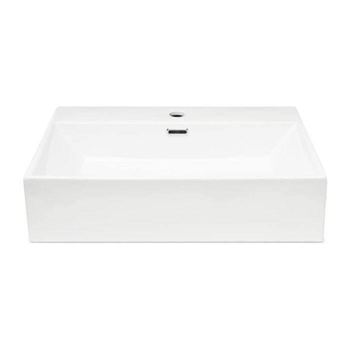 Cube Way 60x42 cm lavabo suspendu en céramique avec trou pour robinetterie au milieu, sans siphon ni mitigeur, blanc (SATCW6042)