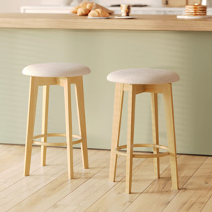 Lot de 2 tabourets pour îlot central 66 cm en tissu beige - Vahina