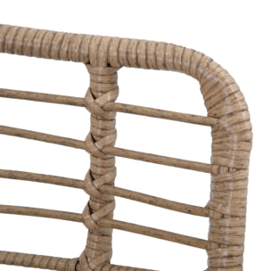 Fauteuil de jardin avec repose-pieds - 2 coussins polyester inclus - métal époxy résine tressée aspect rotin beige