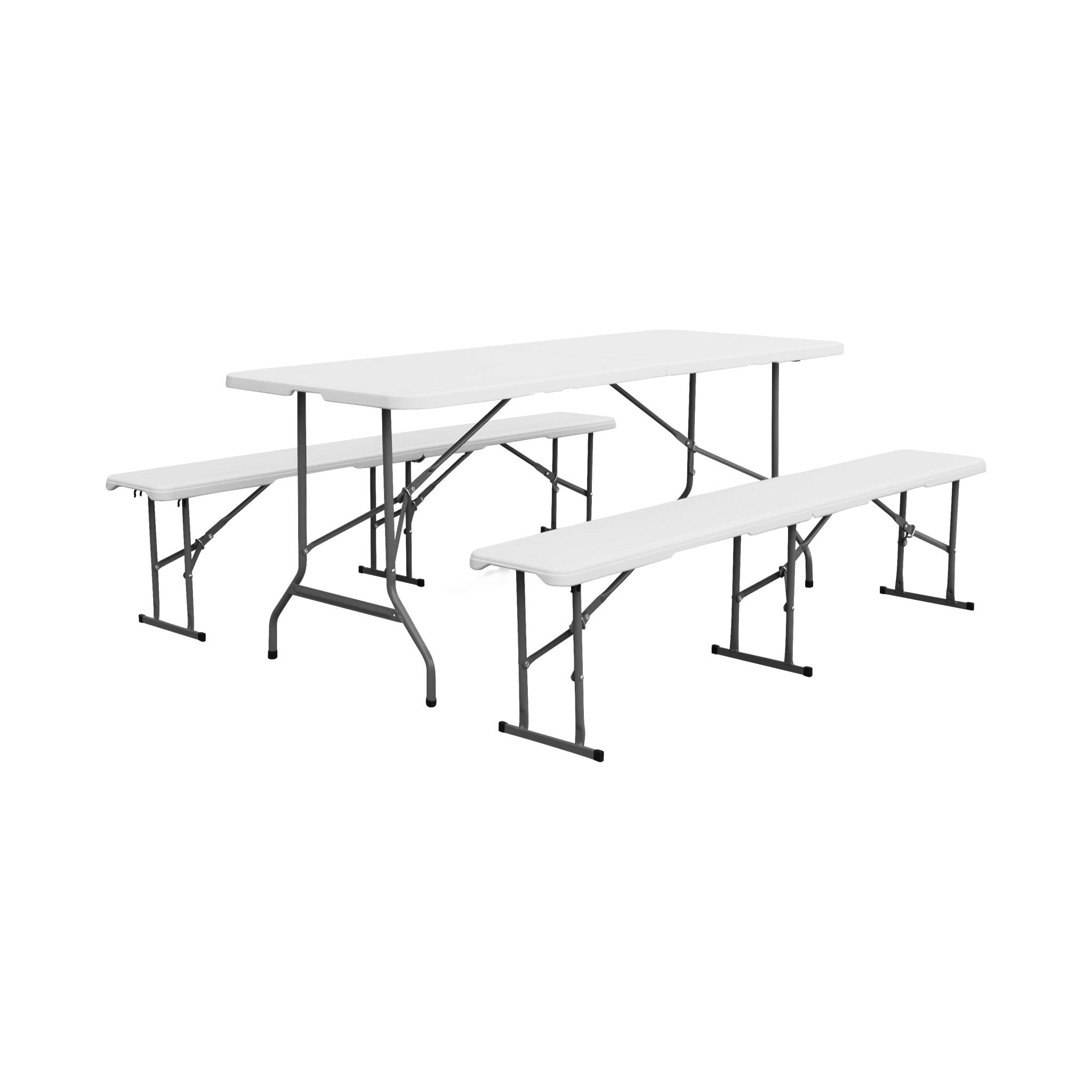 Table de réception pliante acier 2 bancs (lot de 2) FIESTA SET