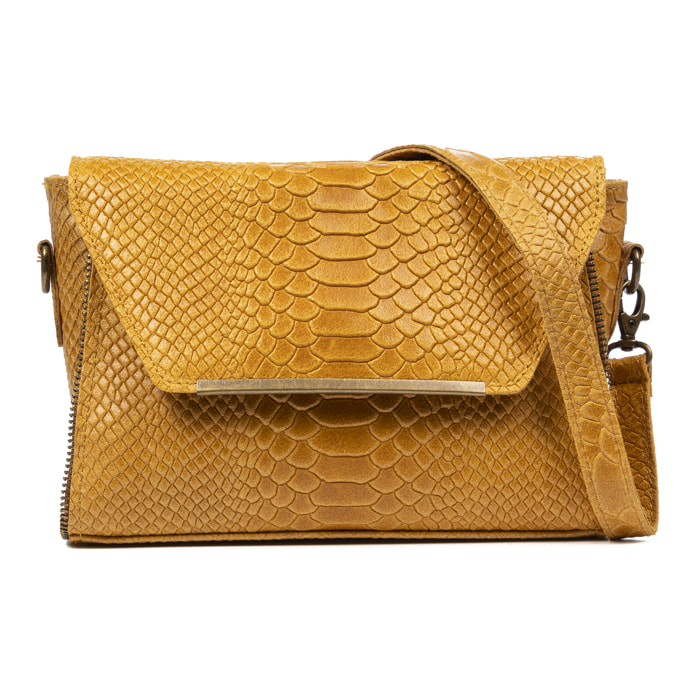 Mariola Bolso bandolera Mujer.Piel auténtica Gamuza Grabado Serpiente