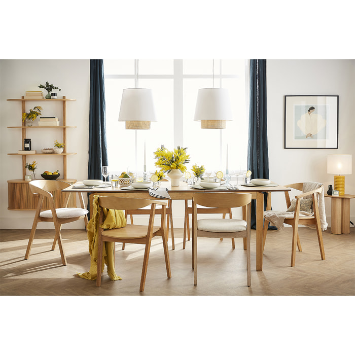 Table extensible rallonges intégrées rectangulaire en bois clair frêne L160-210 cm BONAVISTA