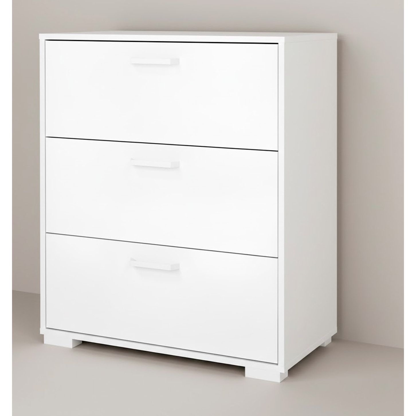 Cassettiera a 3 Cassetti Comò Comodino Mobile Contenitore Salvaspazio Design Moderno Camera da Letto Ingresso Soggiorno 70.2x39.8x82.7 Cm Bianco