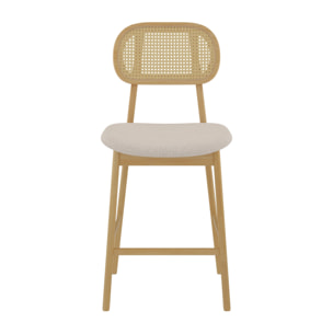 Lot de 2 chaises pour îlot central 64,5 cm en tissu beige - Maria