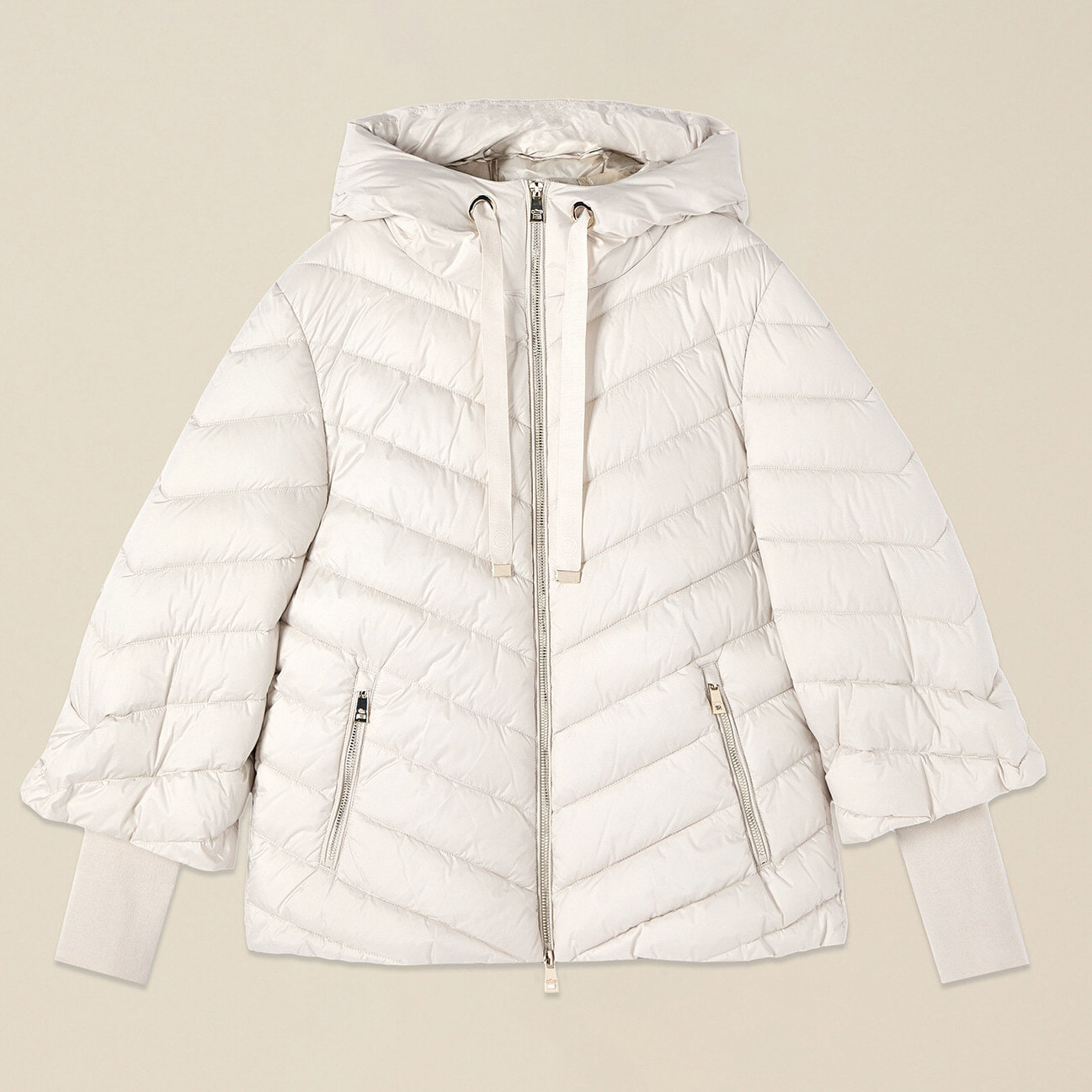 Oltre - Piumino con cappuccio e polsini - Bianco