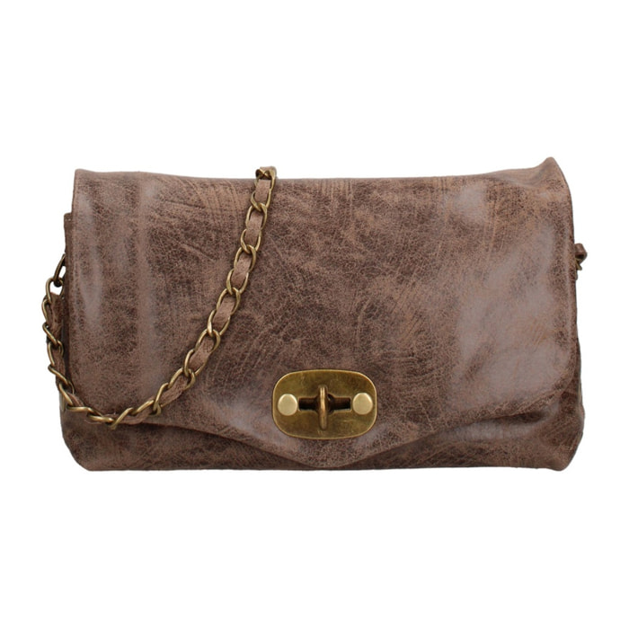 Borsa a tracolla da donna Made in Italy - Modello Floralia Lux - Pelle scamosciata - 25.0 x 15.0 x 11.0 cm