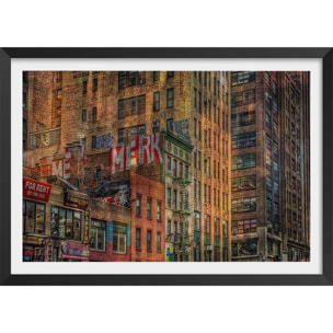 Affiche design Brick Facade Affiche + cadre en bois - Noir