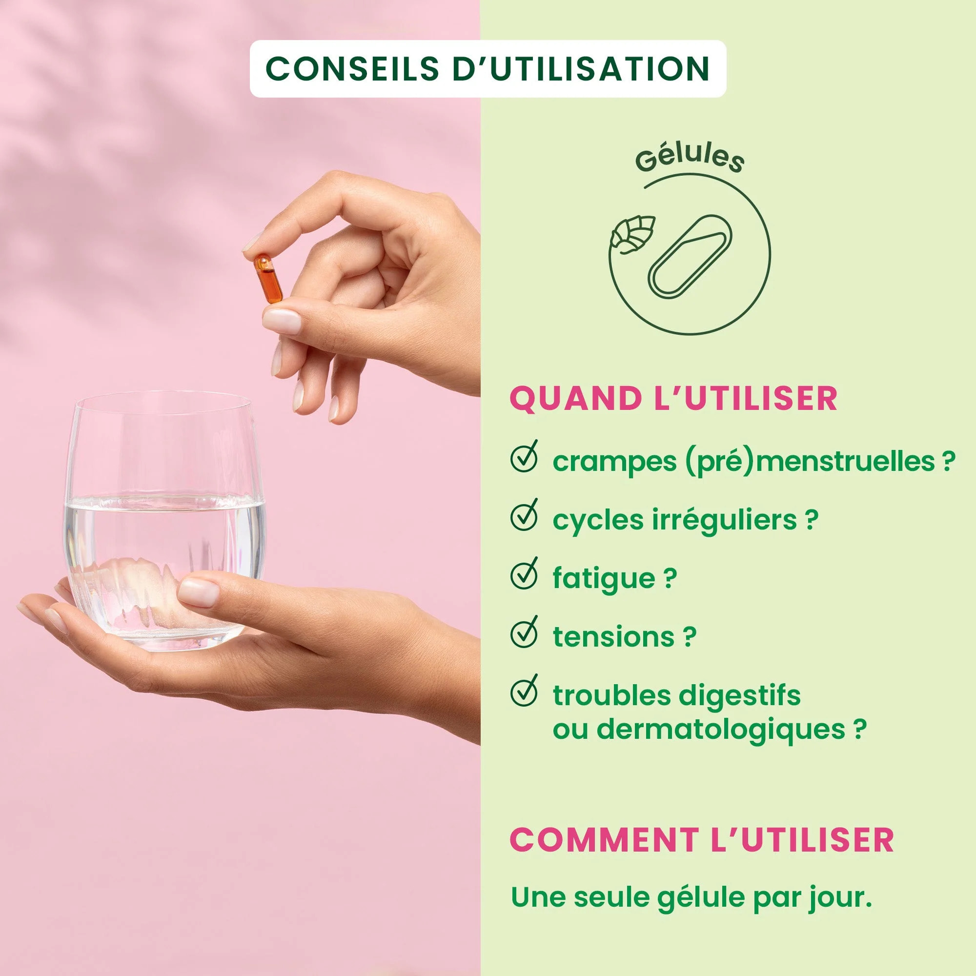 Herbalgem- Complément alimentaire SPM & confort menstruel - Bio - 30 GELULES