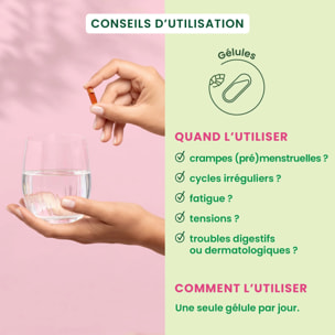 Herbalgem- Complément alimentaire SPM & confort menstruel - Bio - 30 GELULES