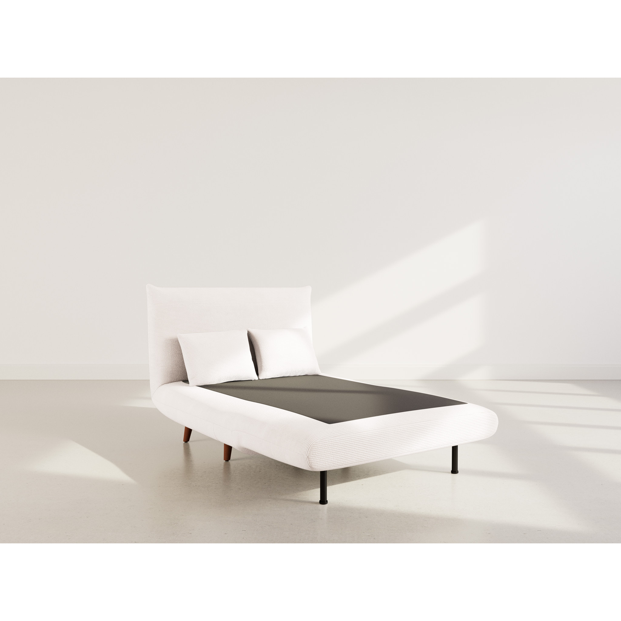 Lumi - Banquette convertible clic-clac 1 place en velours côtelé - Beige