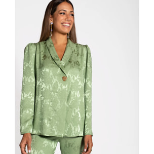 Chaqueta de traje verde elegante mujer