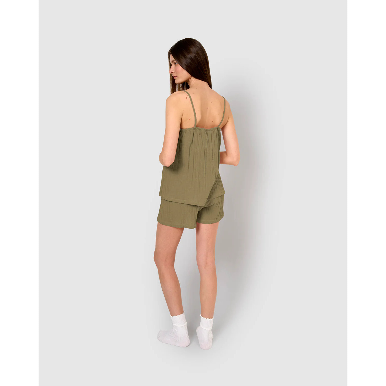 Pijama corto muselina tirante verde cacería