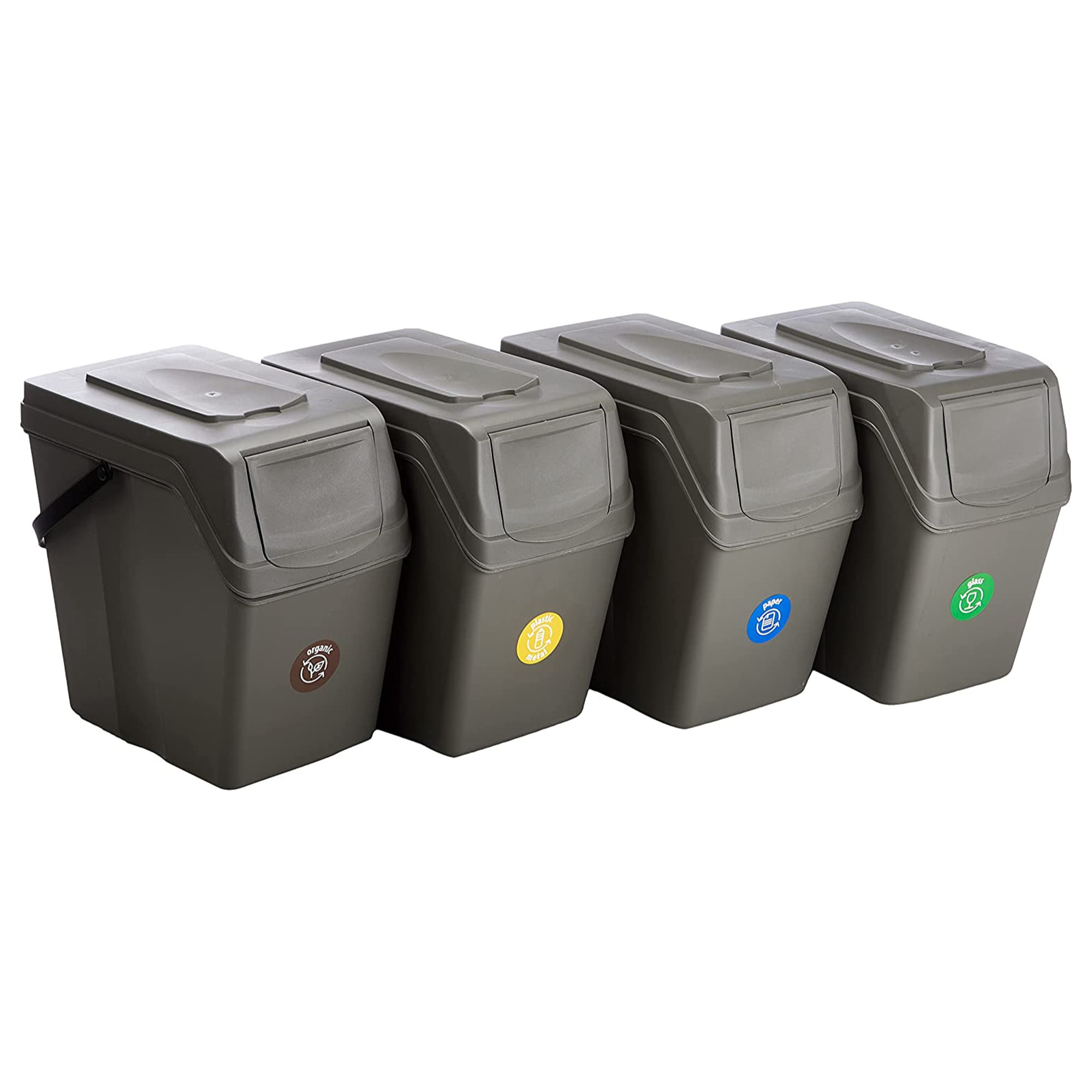 Juego de 4 cubos de reciclaje 100L Prosperplast Sortibox, gris