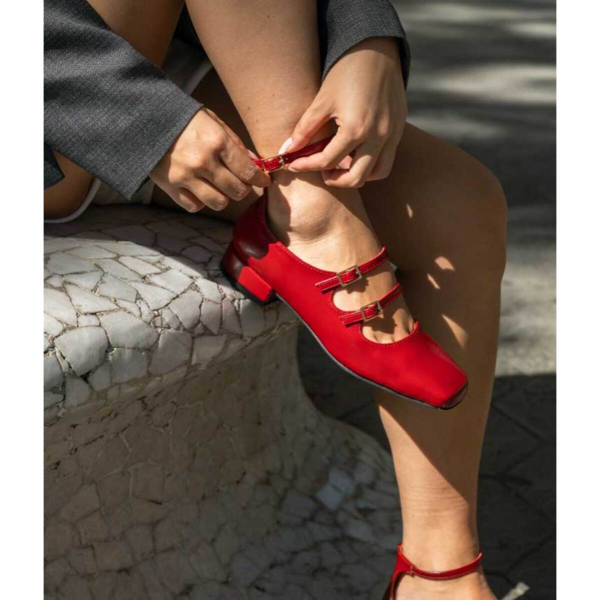 Zapatos Mary Jane rojos con tacón