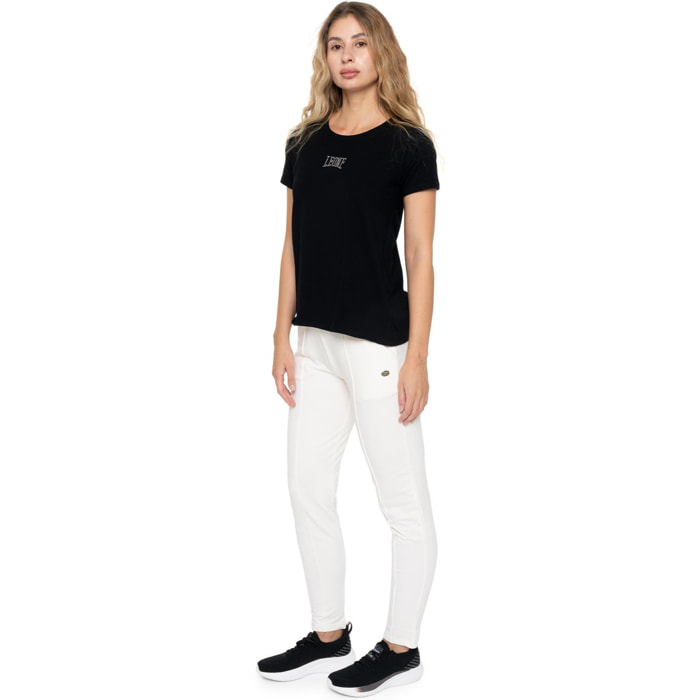 T-shirt donna a manica corta con logo strass Leone 1947 Never Without