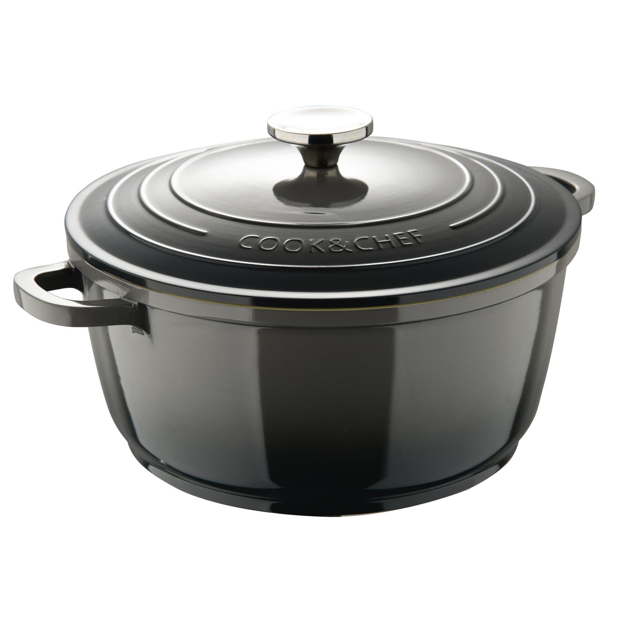 Juego de 3 Cacerolas de Ø20Ø24Ø28cm y 2,4L, 4,4L y 6,5L con tapas en Aluminio fundido en color Gris EXCALIBUR Bergner