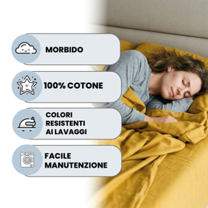 LENZUOLO SOPRA MAX COLOR, 100% Cotone, Tinta Unita, Made in Italy - SENAPE