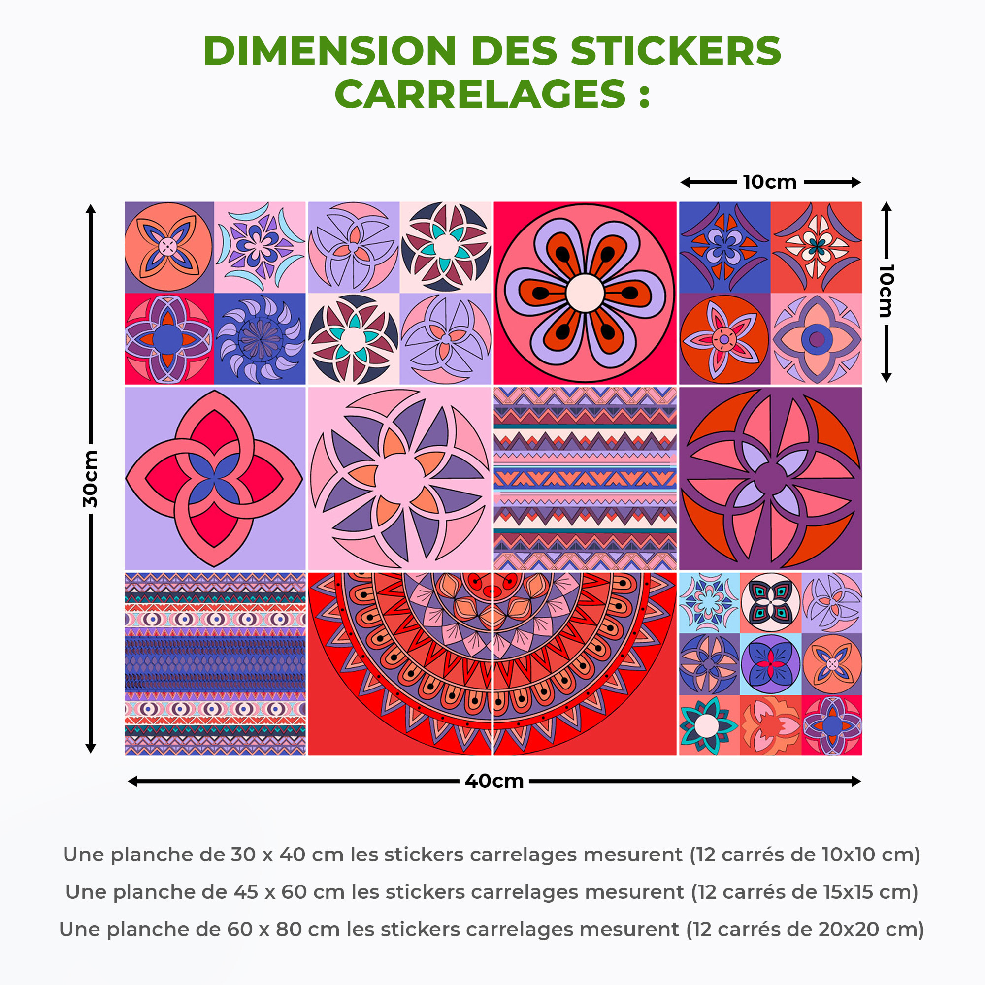 Stickers muraux - Sticker Mural Carrelage adhésif Cuisine Salle de Bain - 12 STICKERS CARRELAGES AZULEJOS TAJ MAHAL
