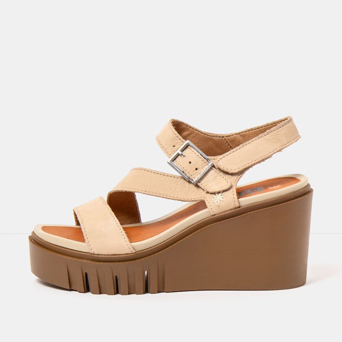 Sandalia de cuña 2080 NOBUCK CREAM-CARAMELO/ CATANIA color Cream-caramelo