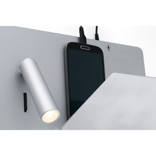 SUAU USB Lampe applique grise avec lecteur droite