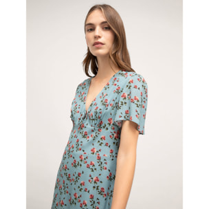 Motivi - Vestido skater con estampado floral - Light - blue