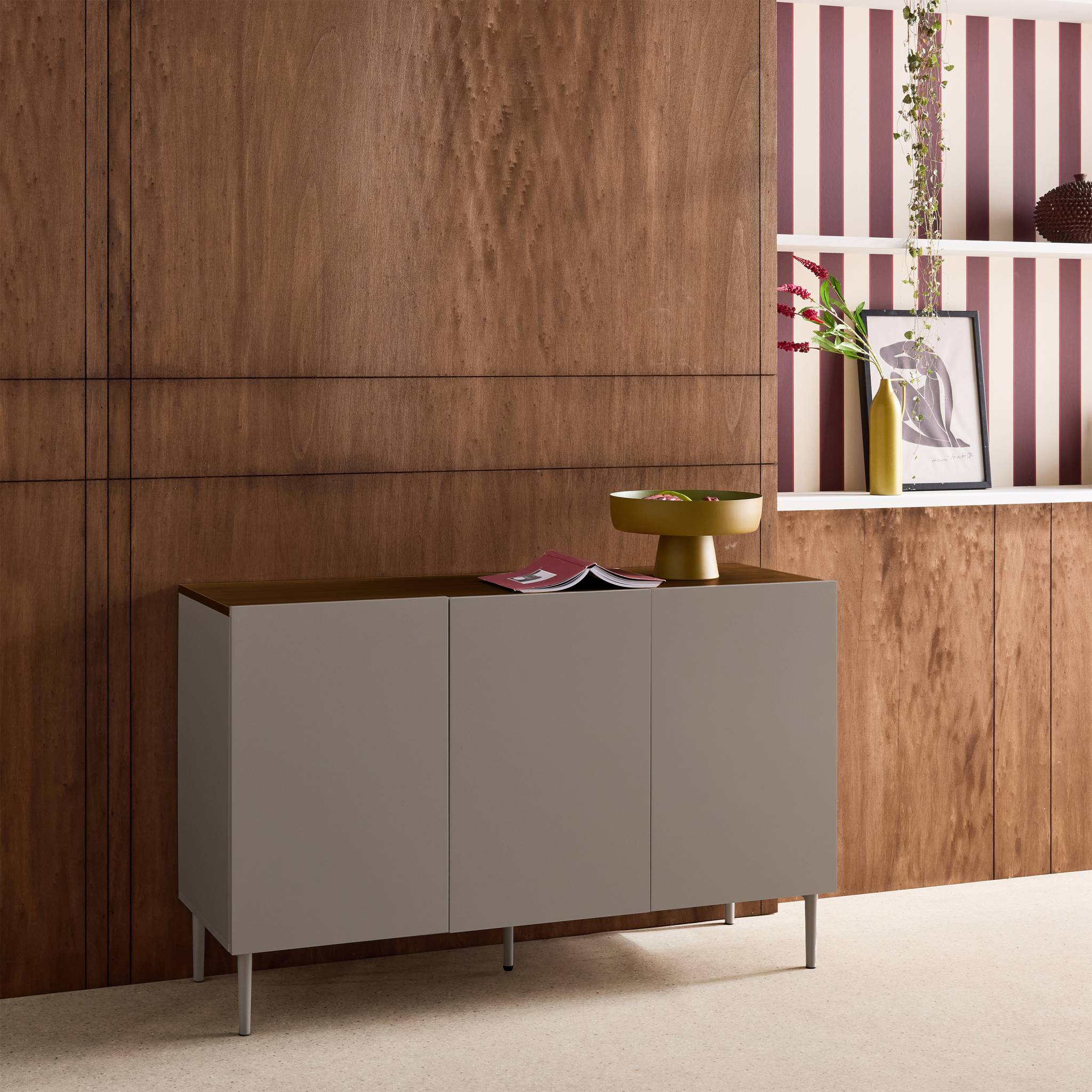 Buffet métal et décor bois 3 portes 120cm ASHTON