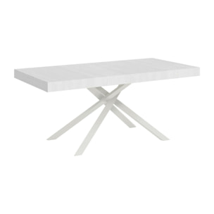Tavolo allungabile 90x200/304cm Karida bianco frassino gambe bianche