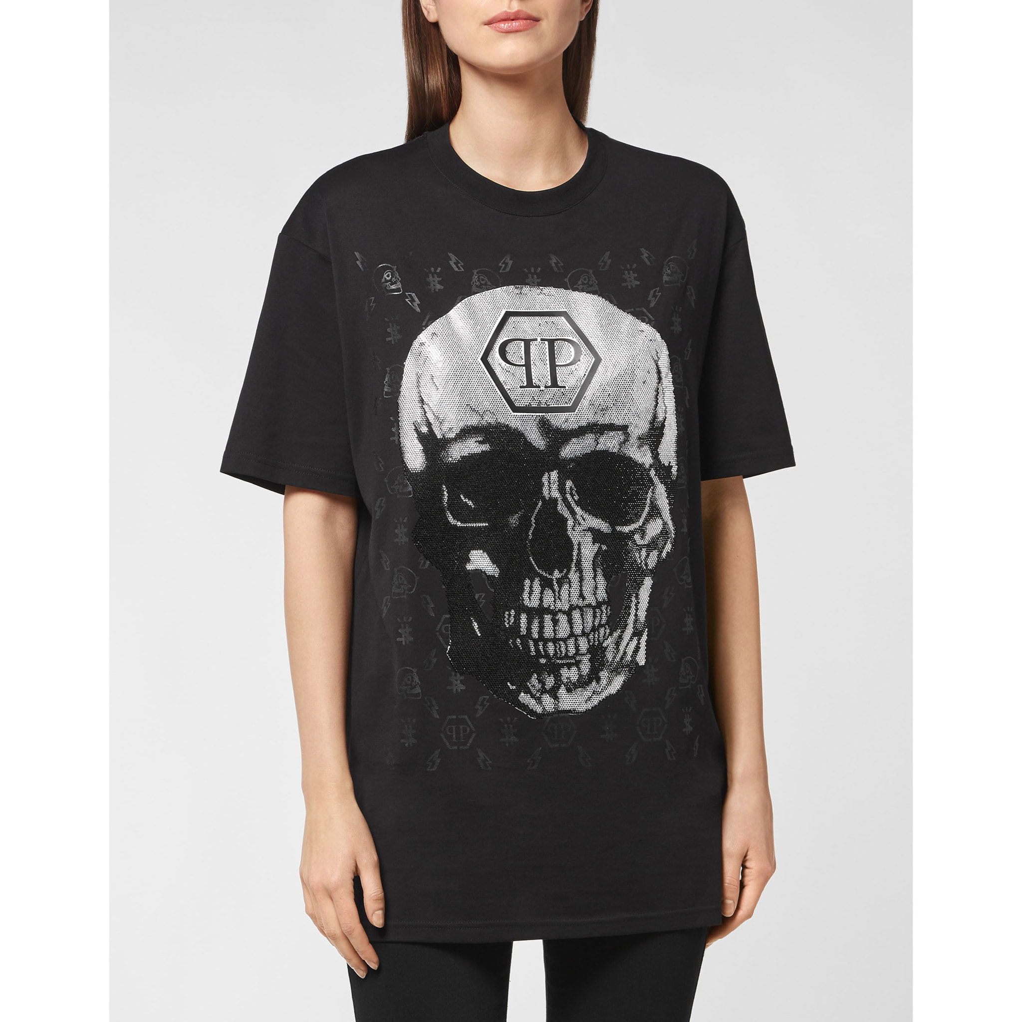 PHILIPP PLEIN T-Shirt Round Neck SKULL AND PLEIN