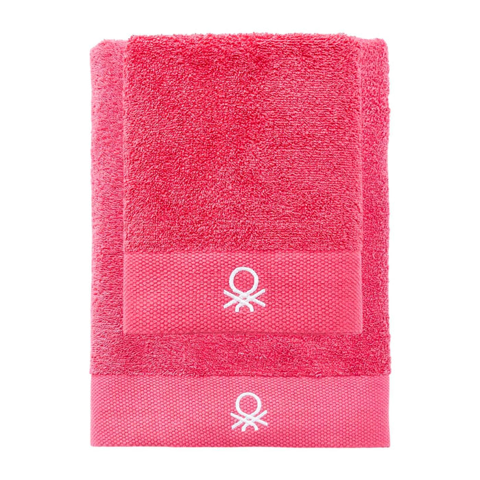 Juego de 2 toallas de baño 50x90cm + 70x140cm, rosa