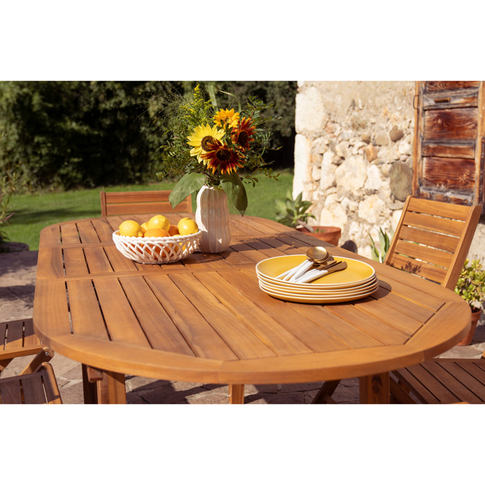 Table de jardin extensible rallonges intégrées en bois massif L160-210 cm MAYEL