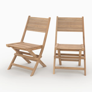 Lot de 2 chaises de jardin pliantes en teck - Nido