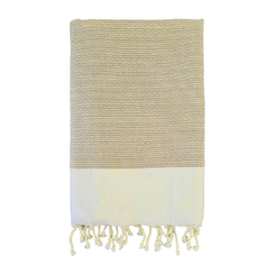 Fouta nid d’abeille traditionnelle - Athena Taupe - 100x200cm - 190g/m²