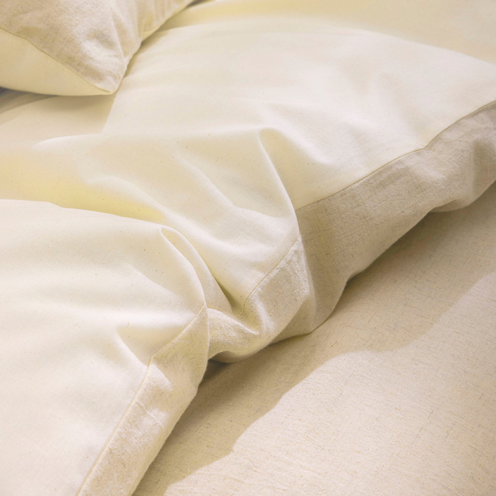 Parure de lit 3 pièces en poly-lin housse + taies - Naturel