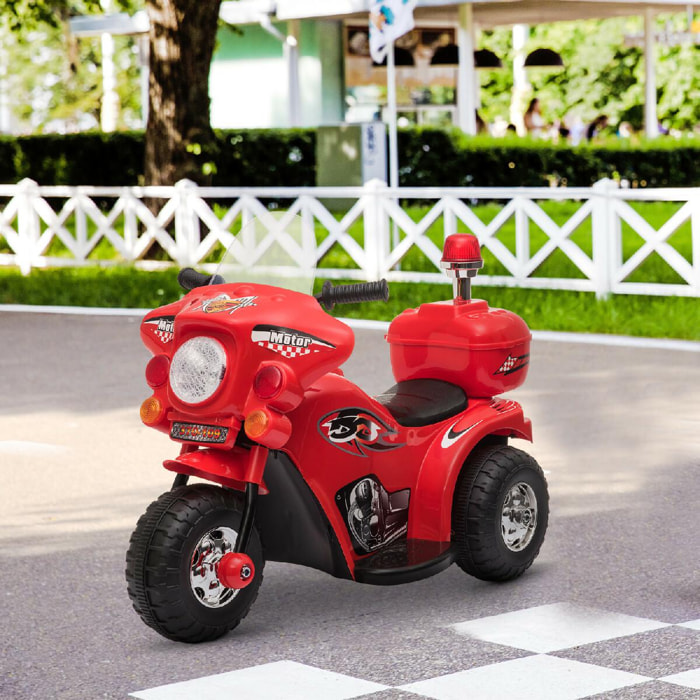 Moto scooter électrique pour enfants modèle policier 6 V 3 Km/h fonctions lumineuses et sonores top case rouge